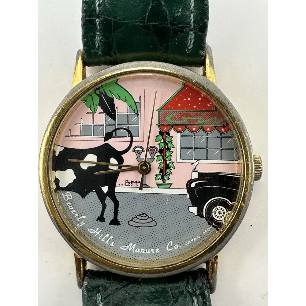 Beverly Hills Manure Co. Watch Vintage New Battery 32MM 7.5" Rare C5
